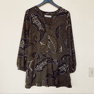 Abercrombie Olive Paisley Satin Dress